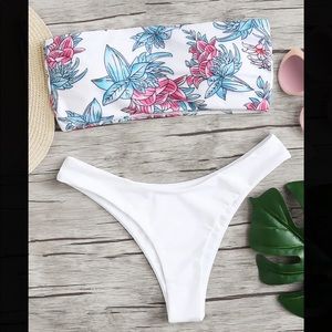 Flower Print Two Piece Bikini Set.